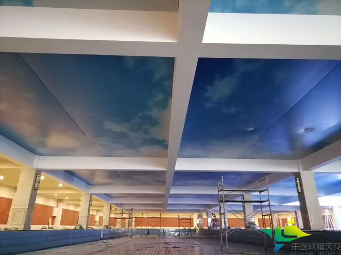 重慶外國(guó)語學(xué)校泳池軟膜天花吊頂效果圖